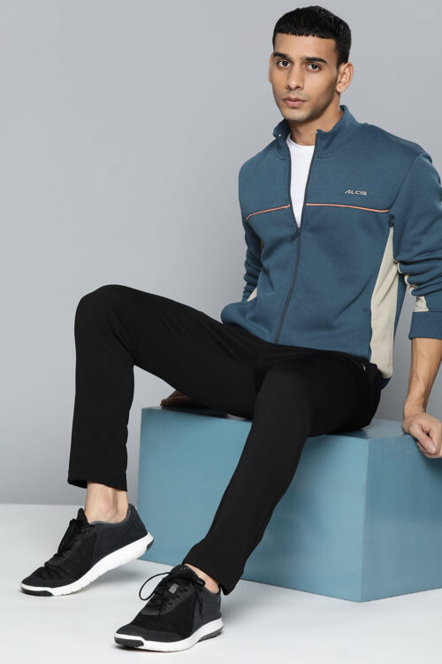 Alcis Men Blue Typography Sporty Jacket