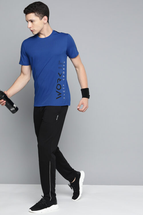 Alcis Men Typography Printed Dry Tech Slim Fit T-shirt